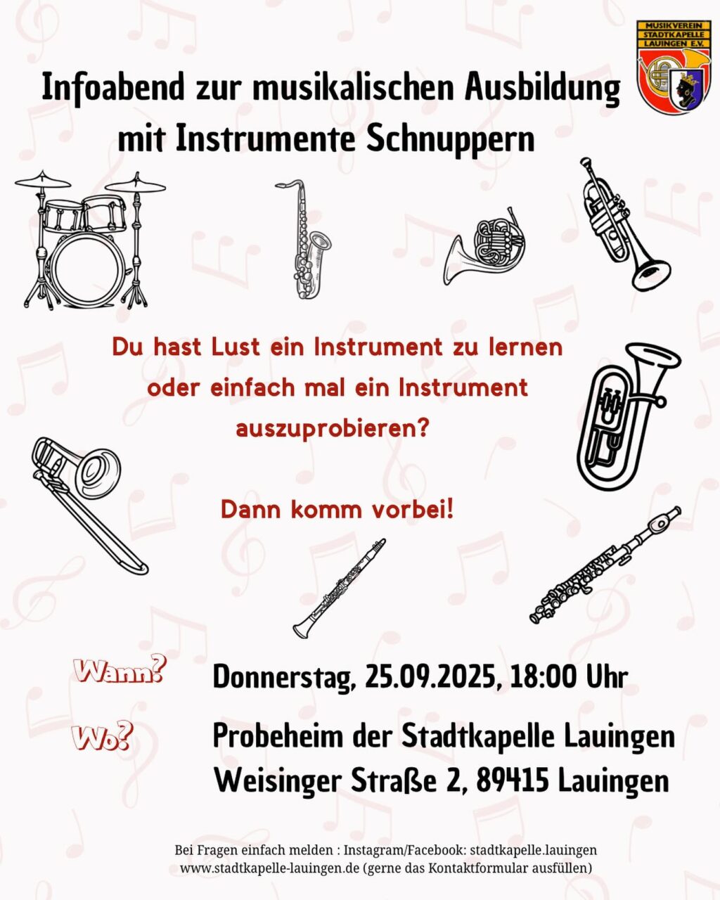 Instagram post from stadtkapelle.lauingen. This post is in position 1.